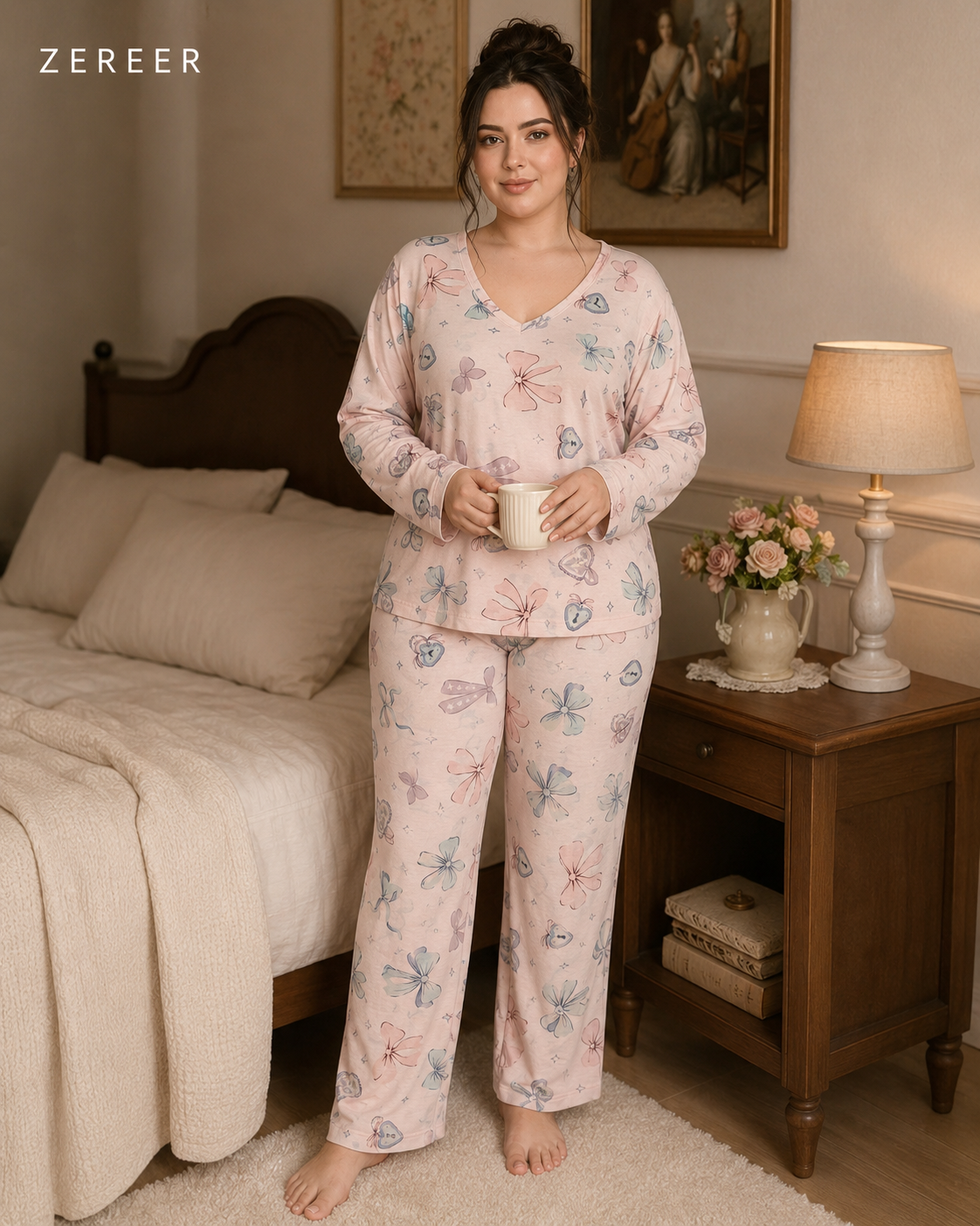 Bows and Heart Lock Printed Suit