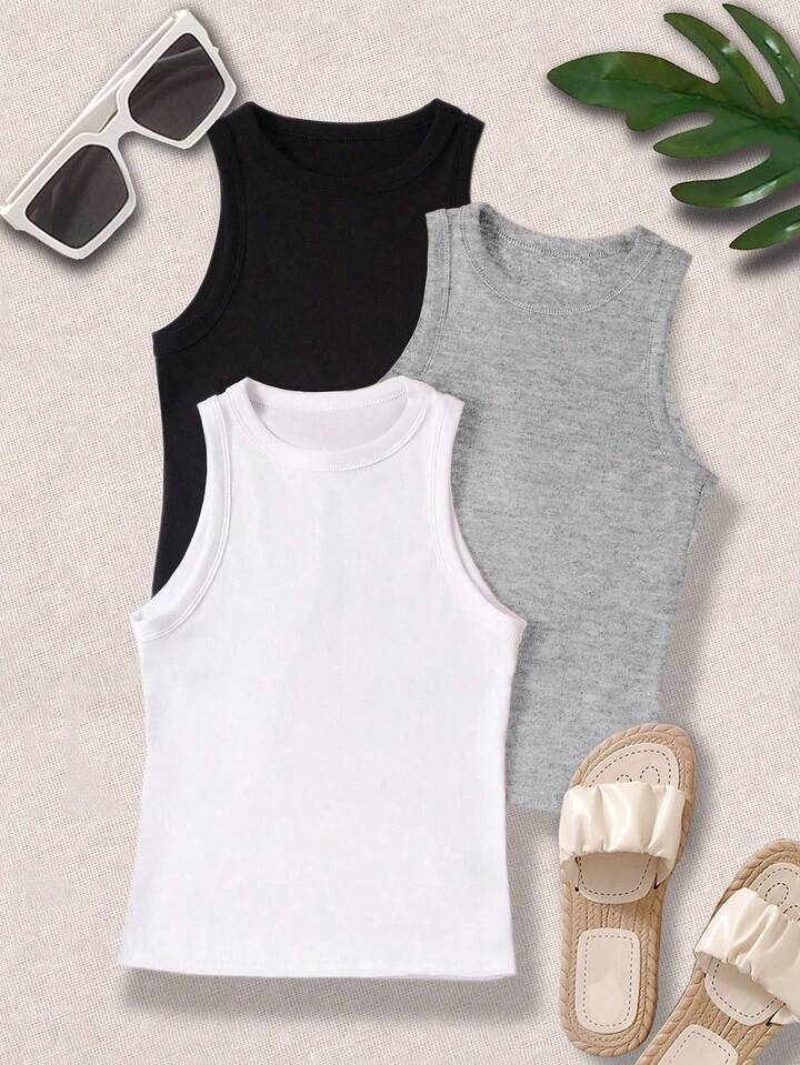 Pack of 3 Sando Vests in Soft Cotton Ribbed