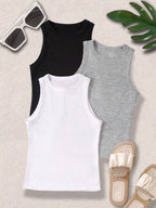 Pack of 3 Sando Vests in Soft Cotton Ribbed