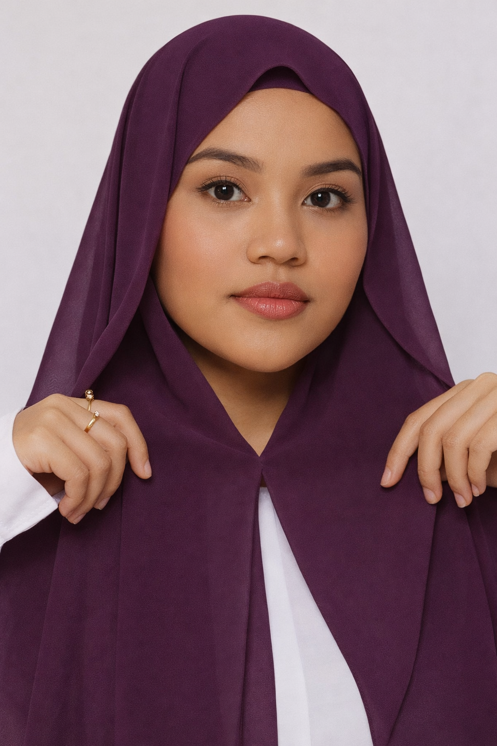 Plum  — Instant Chiffon Hijab with Built-in Magnets