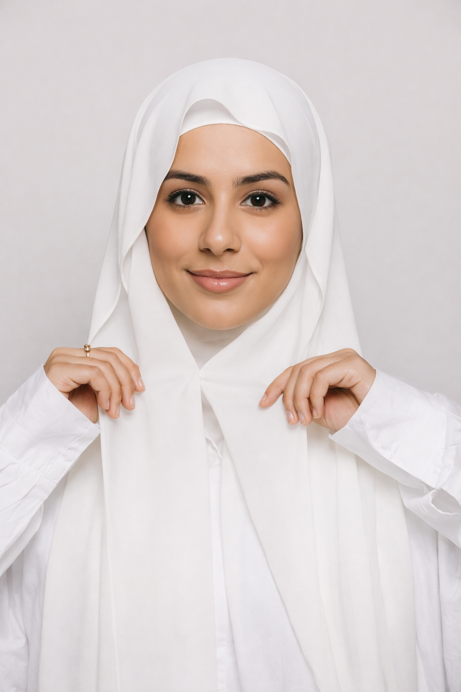 White — Instant Chiffon Hijab with Built-in Magnets