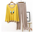 Yellow Daffy Duck V-Neck T-Shirt with Contrast Trouser PJ Set
