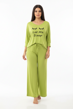 Lemon Green let me Sleep V-Neck Women Night Suit PJ Set