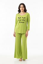 Lemon Green let me Sleep V-Neck Women Night Suit PJ Set