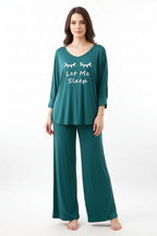 Persian Blue let me sleep V-Neck Women Night Suit PJ Set