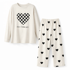 Grey Puzzle Heart Printed Night Suit
