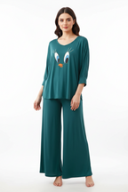 Persian Blue Daffy Duck V-Neck Women Night Suit PJ Set