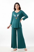 Persian Blue Daffy Duck V-Neck Women Night Suit PJ Set
