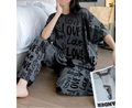 Charcoal Drop Shoulder Printed Night Suit