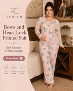 Bows and Heart Lock Printed Suit
