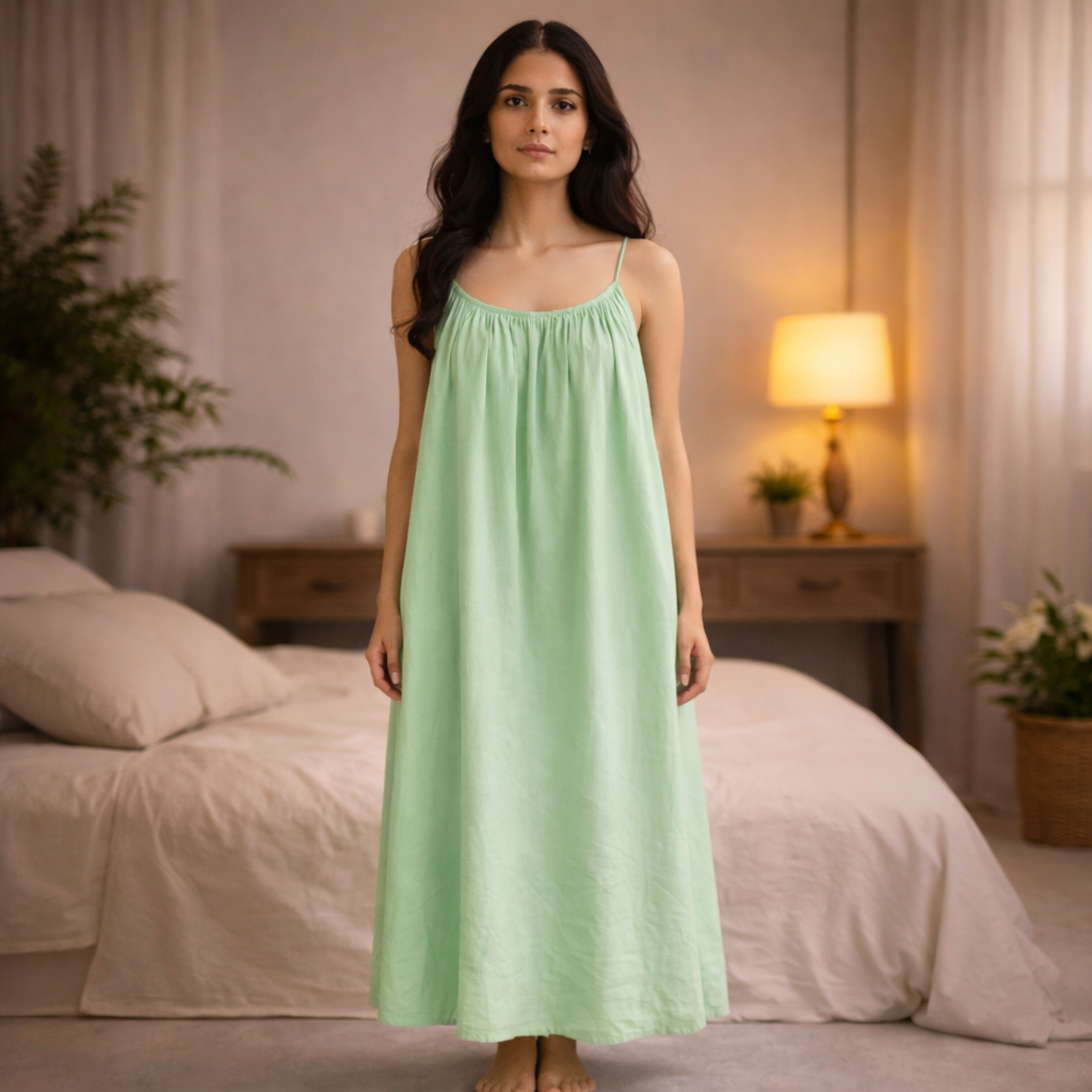 Premium Gathered Maxi Dress – Spaghetti Strap Long Backless Cami (Summer | Maternity | Nightwear Comfort Fit)