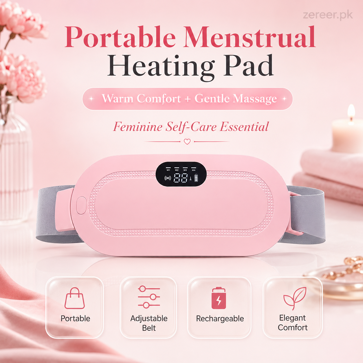 Portable Menstrual Heating Pad and Massager Belt