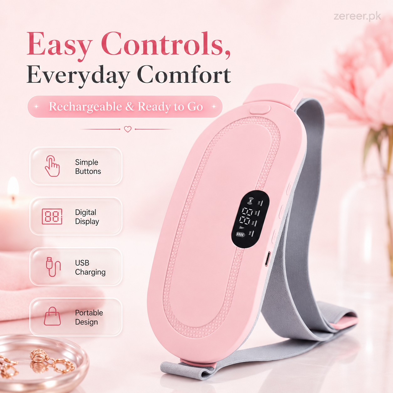 Portable Menstrual Heating Pad and Massager Belt