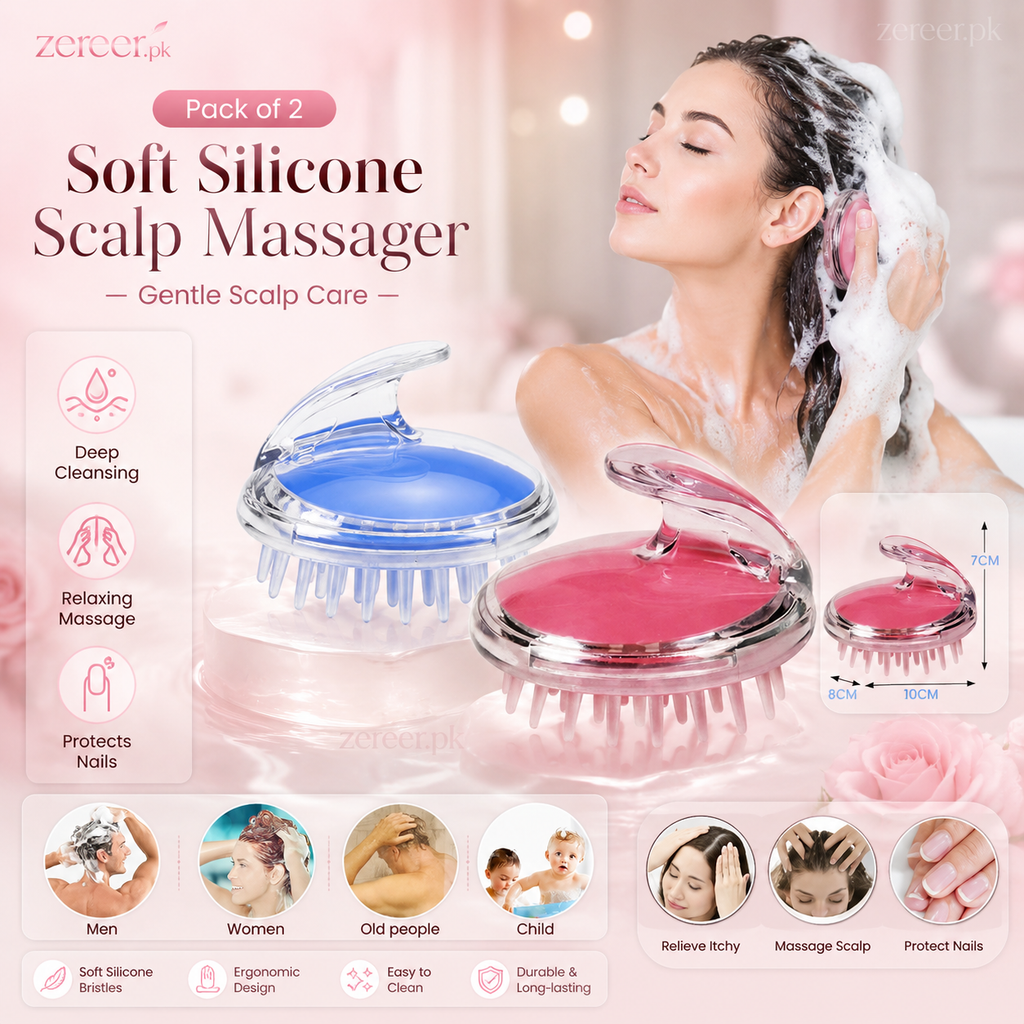 (Pack of 2) Hair Shampoo Brush Soft Silicone Scalp Massager