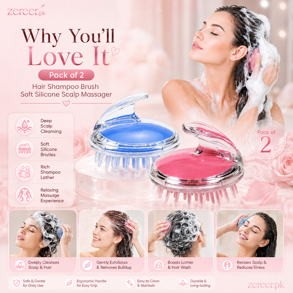 (Pack of 2) Hair Shampoo Brush Soft Silicone Scalp Massager
