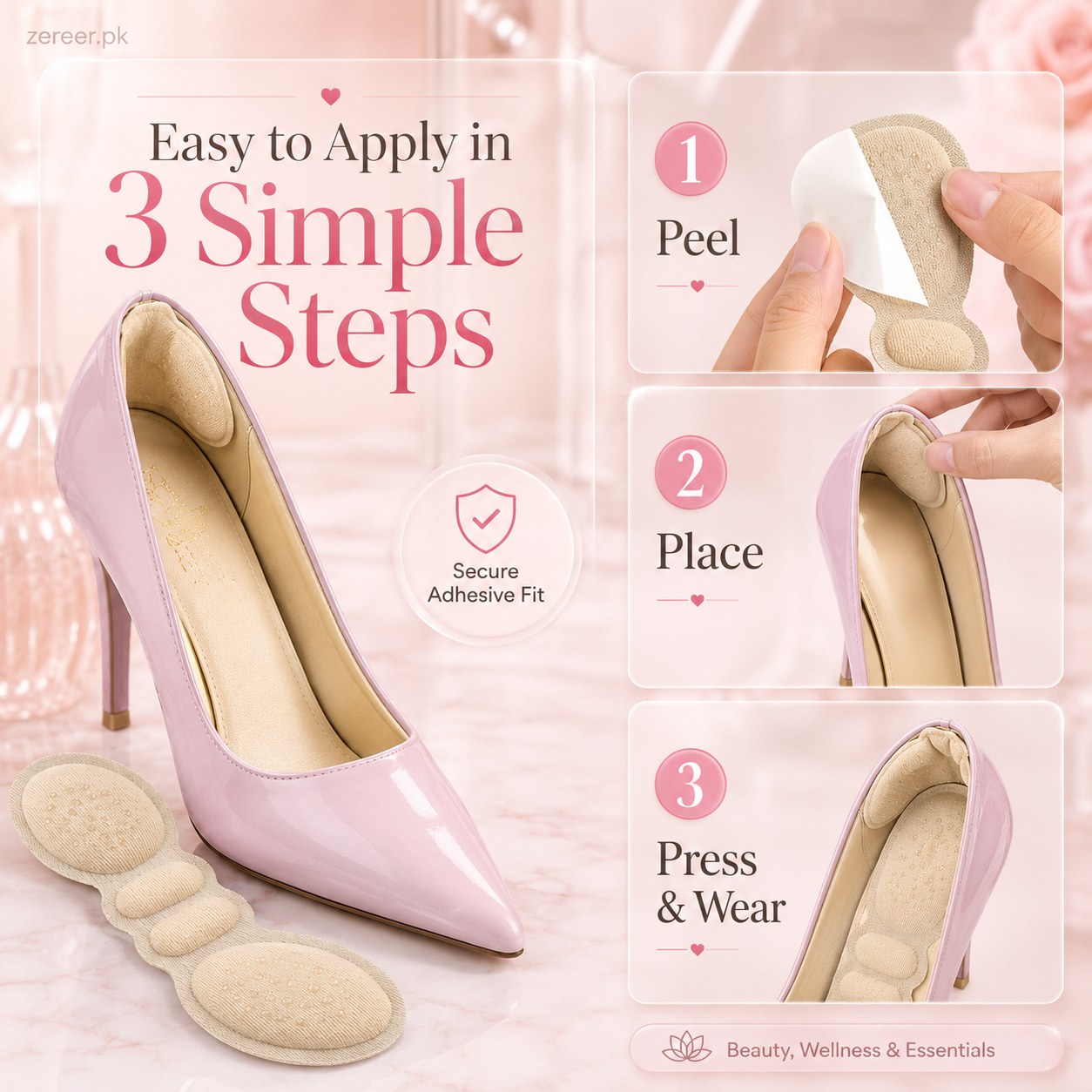 2 Pairs Women High Heels Liner Grip Insole Adhesive Stickers Protector For Foot Pain Relief (4 Pcs)