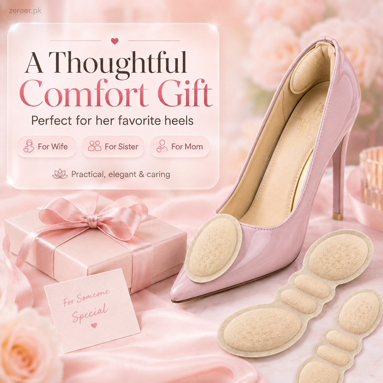 2 Pairs Women High Heels Liner Grip Insole Adhesive Stickers Protector For Foot Pain Relief (4 Pcs)