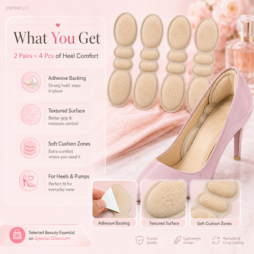 2 Pairs Women High Heels Liner Grip Insole Adhesive Stickers Protector For Foot Pain Relief (4 Pcs)