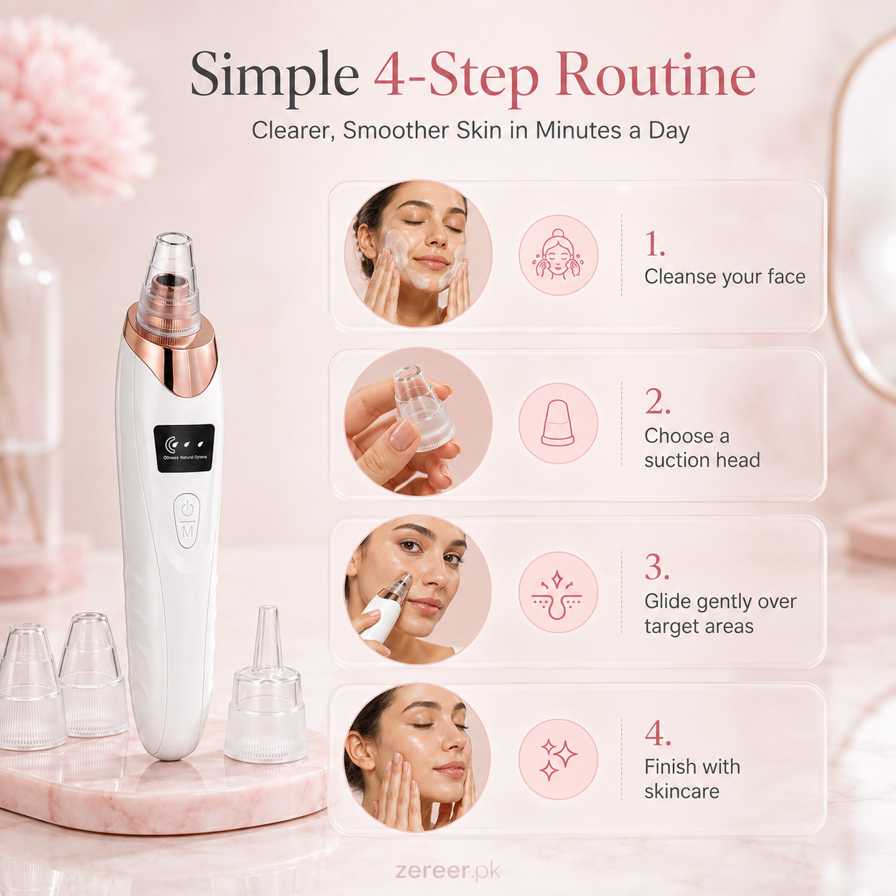 5in1 Rechargeable Blackhead Remover and Vacuum Suction Acne Pore Cleaner