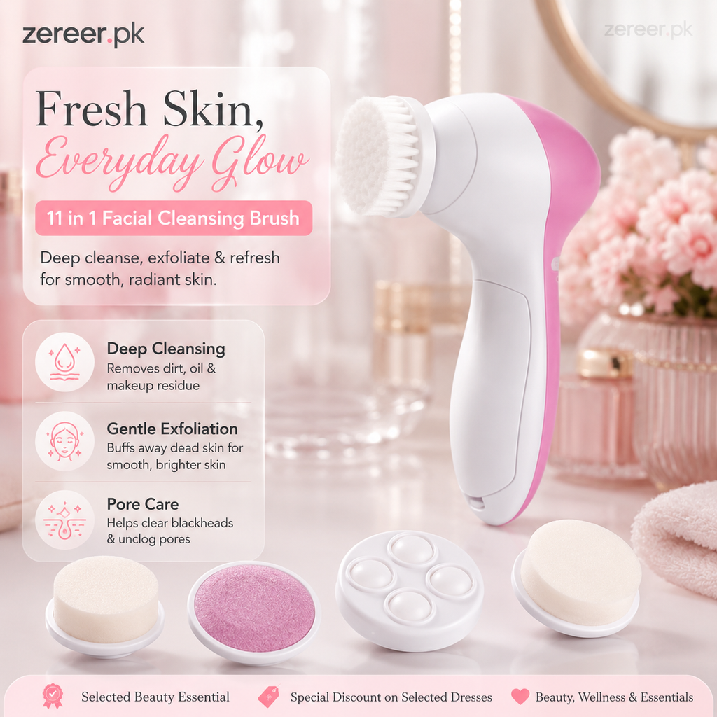 Face Cleaner Brush Wash and Facial Pore Cleaning Massage Machine with 11 in 1 Sonic Facial Cleansing Brushes