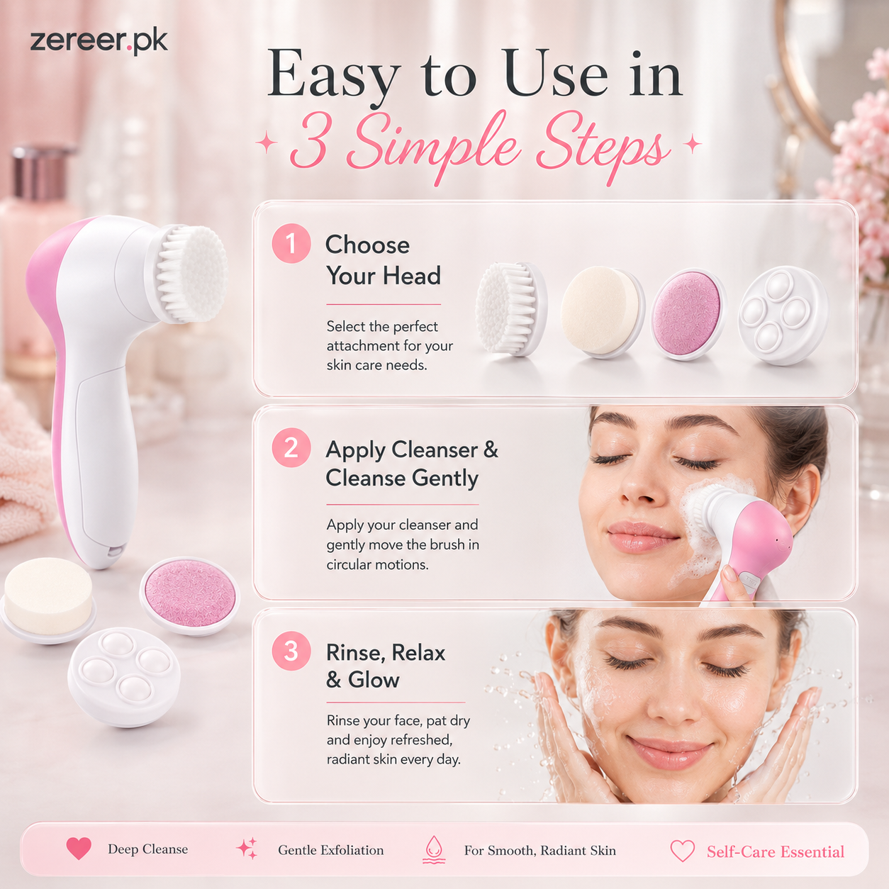 Face Cleaner Brush Wash and Facial Pore Cleaning Massage Machine with 11 in 1 Sonic Facial Cleansing Brushes
