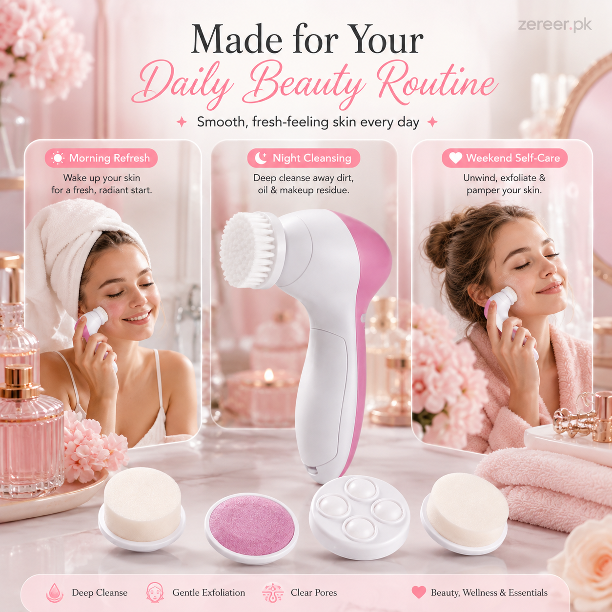 Face Cleaner Brush Wash and Facial Pore Cleaning Massage Machine with 11 in 1 Sonic Facial Cleansing Brushes