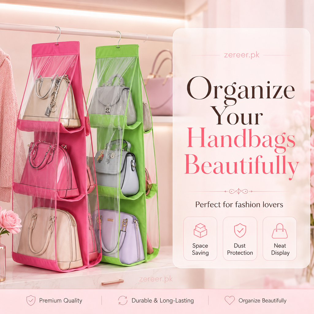 Buy 1 Get 1 Free Handbag Storage Hanging Purse Organizer with 6 Large Easy Access Pockets