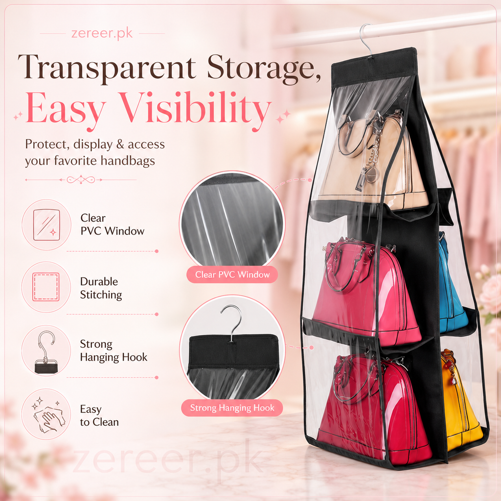 Buy 1 Get 1 Free Handbag Storage Hanging Purse Organizer with 6 Large Easy Access Pockets