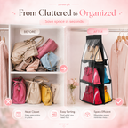 Buy 1 Get 1 Free Handbag Storage Hanging Purse Organizer with 6 Large Easy Access Pockets
