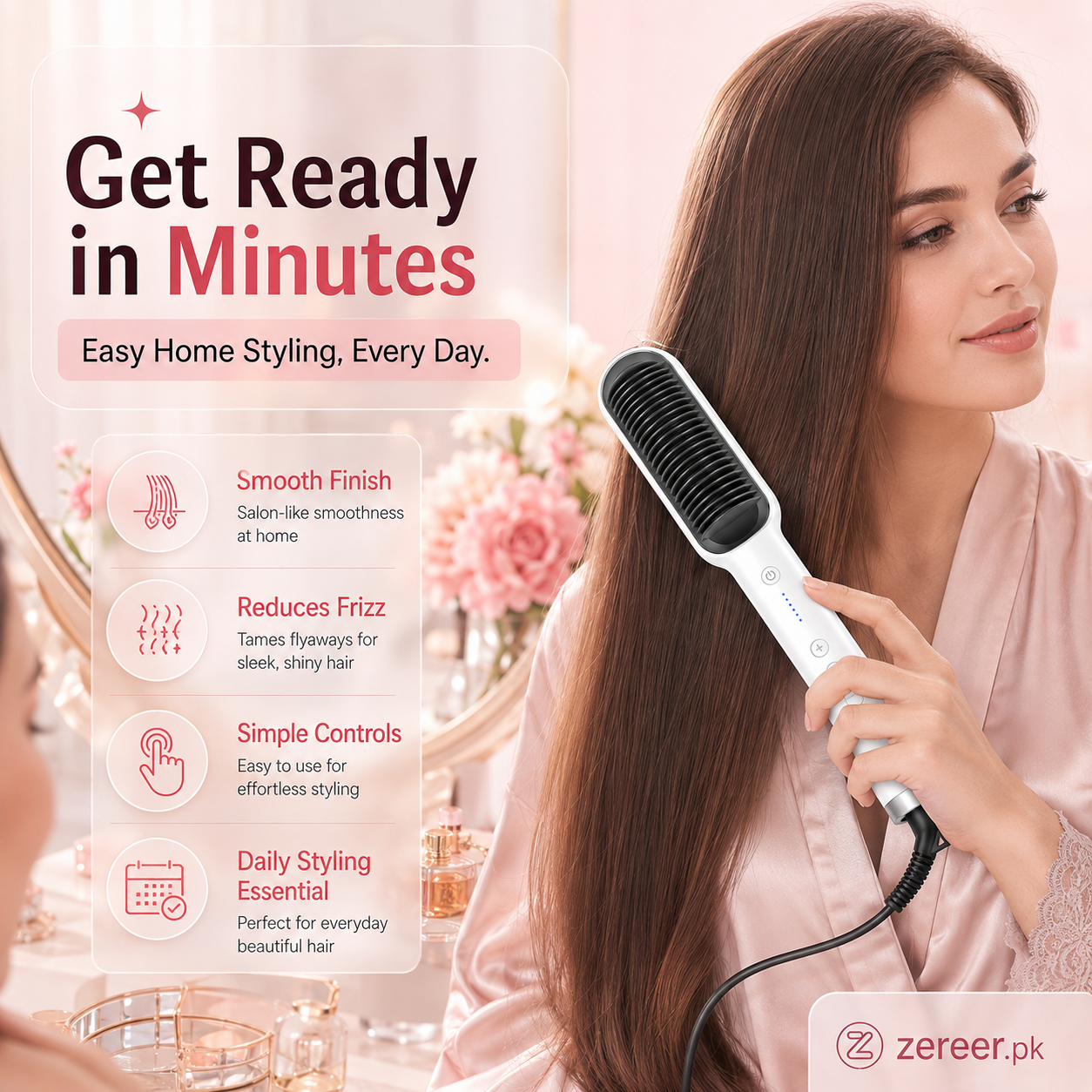 Electric Hair Comb Brush for Straightening and Curling
