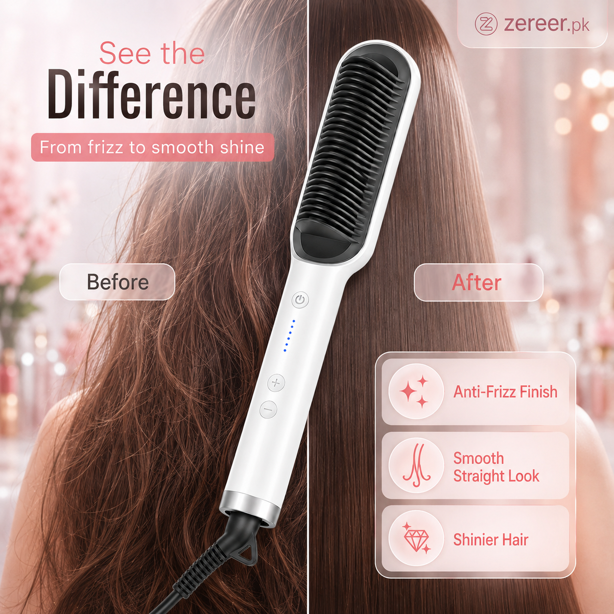 Electric Hair Comb Brush for Straightening and Curling