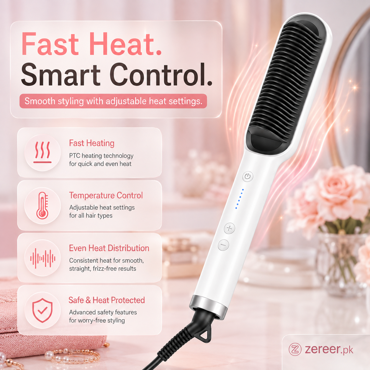 Electric Hair Comb Brush for Straightening and Curling