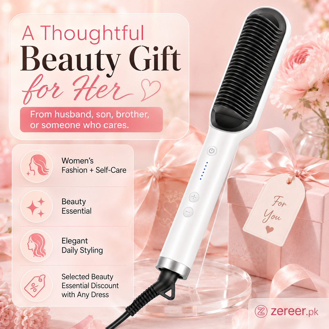 Electric Hair Comb Brush for Straightening and Curling