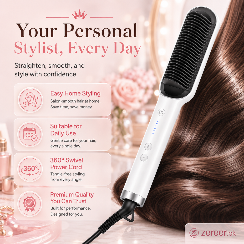 Electric Hair Comb Brush for Straightening and Curling