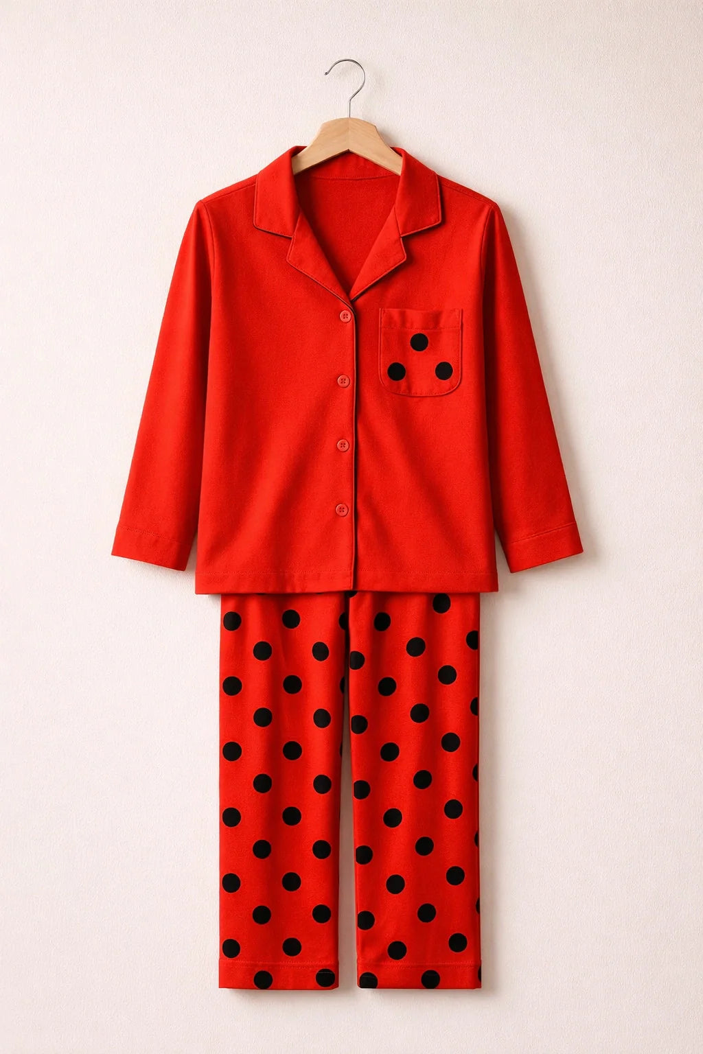 Red Button Style Dress T-Shirt With Pajama