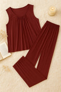 Plain Maroon Sando Tshirt With PLazo Pajama