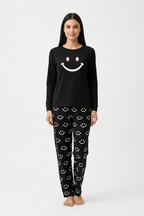 Black Smiley Face Style Night Dress