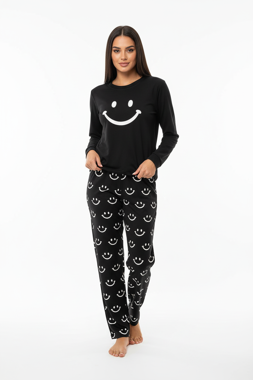 Black Smiley Face Style Night Dress
