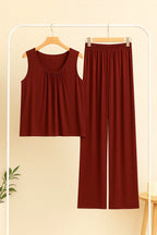 Plain Maroon Sando Tshirt With PLazo Pajama