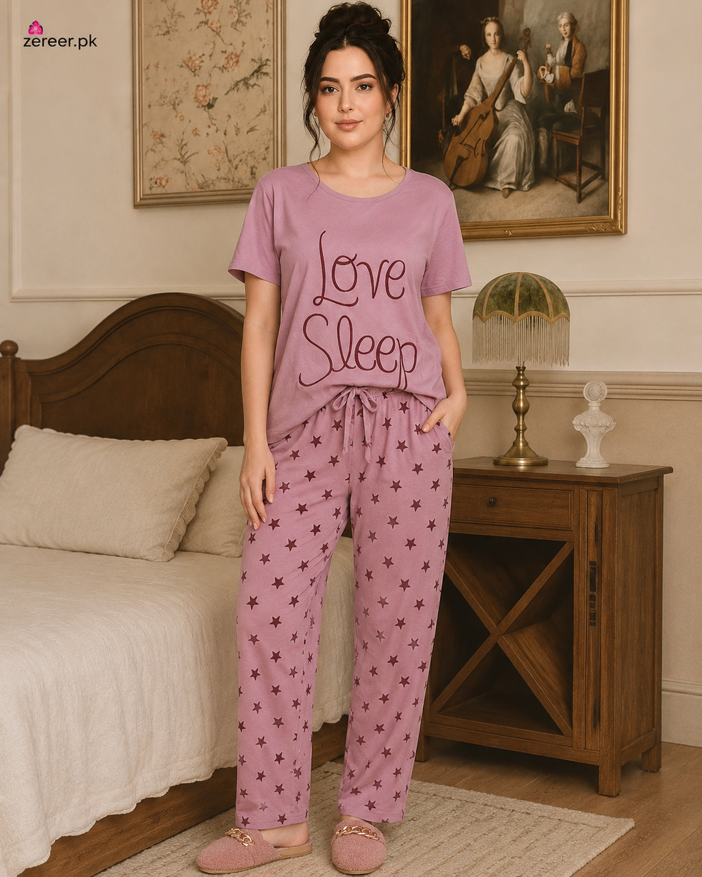 Love Sleep Printed Night Suit