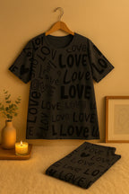 Gray love printed shirt and trouser
