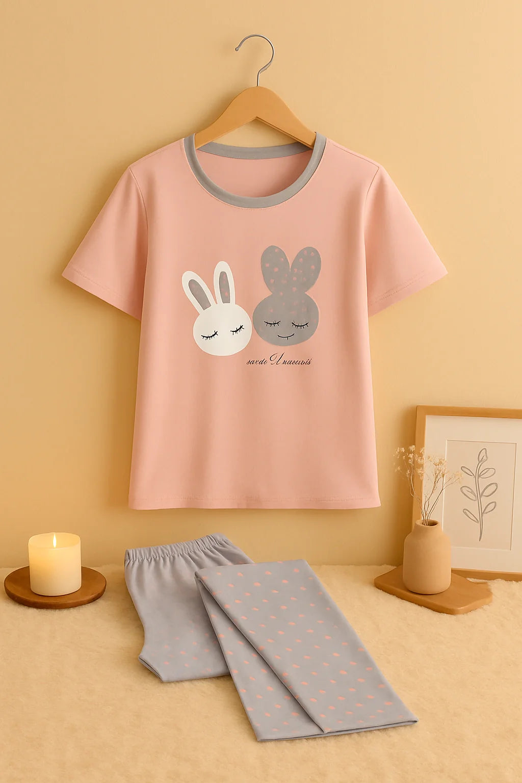 Pink Rabbit T-Shirt With Pajama