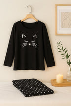 Black Meow T-shirt With Pajama