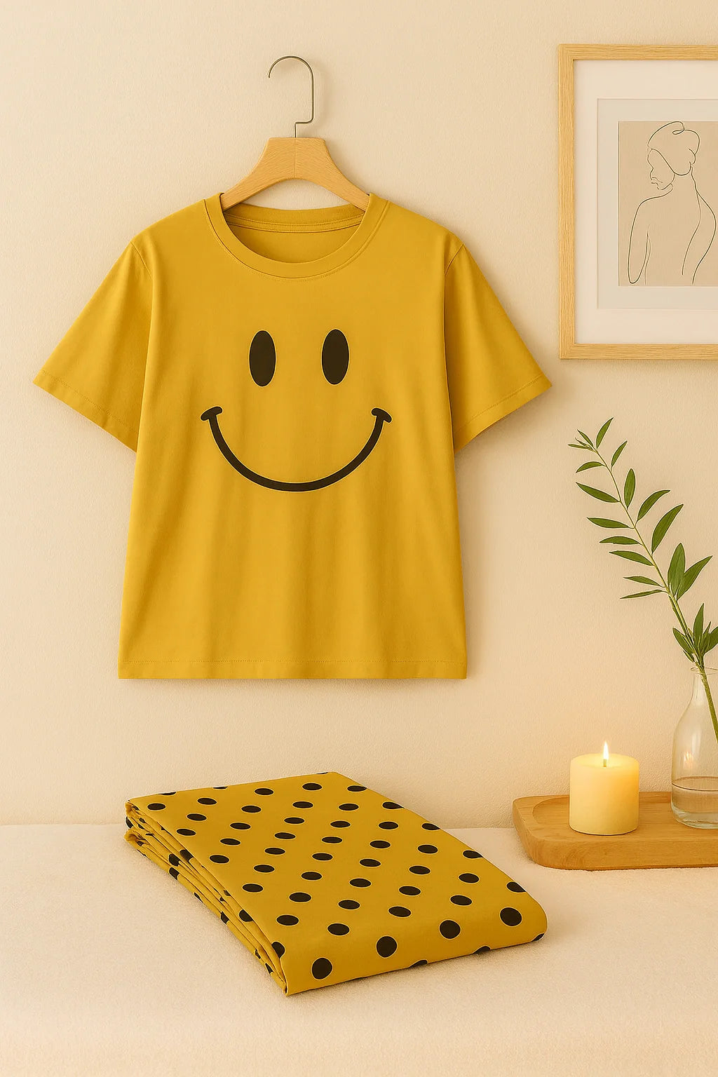 Yellow Smile T-Shirt With Pajama