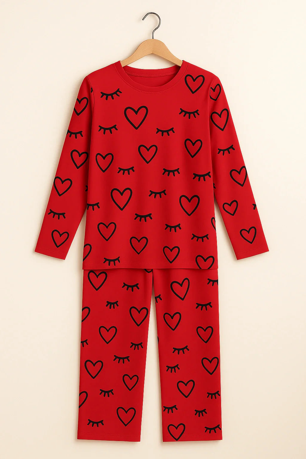 Red Sleepy Love T-Shirt With Pajama