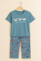 Multi Colours Butterfly T-Shirt With Pajama