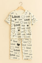 White Love Printed Shirt With Pajama