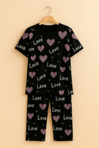 Black Love Heart T-Shirt With Pajama