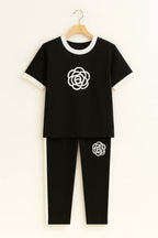 Black Flower Style Track Suit