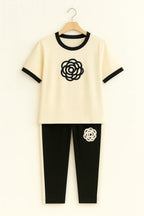 White Flower Style Track Suit